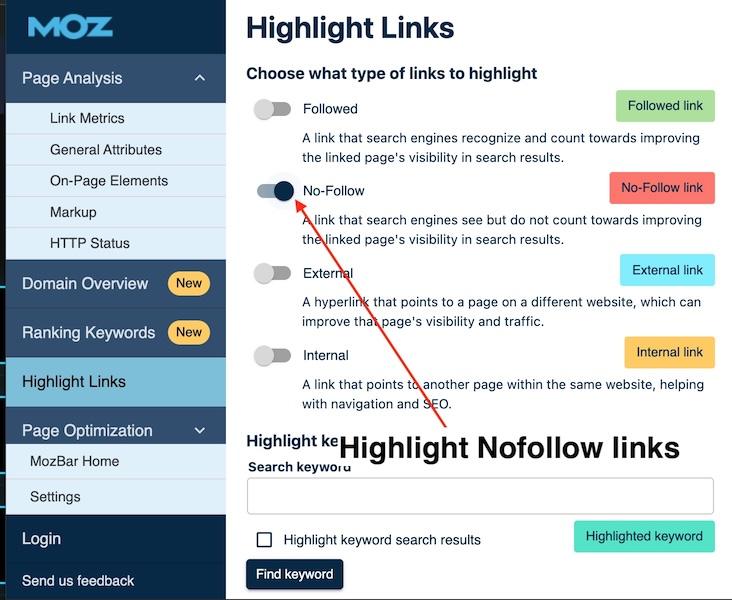 MozBar provides valuable information for backlink building